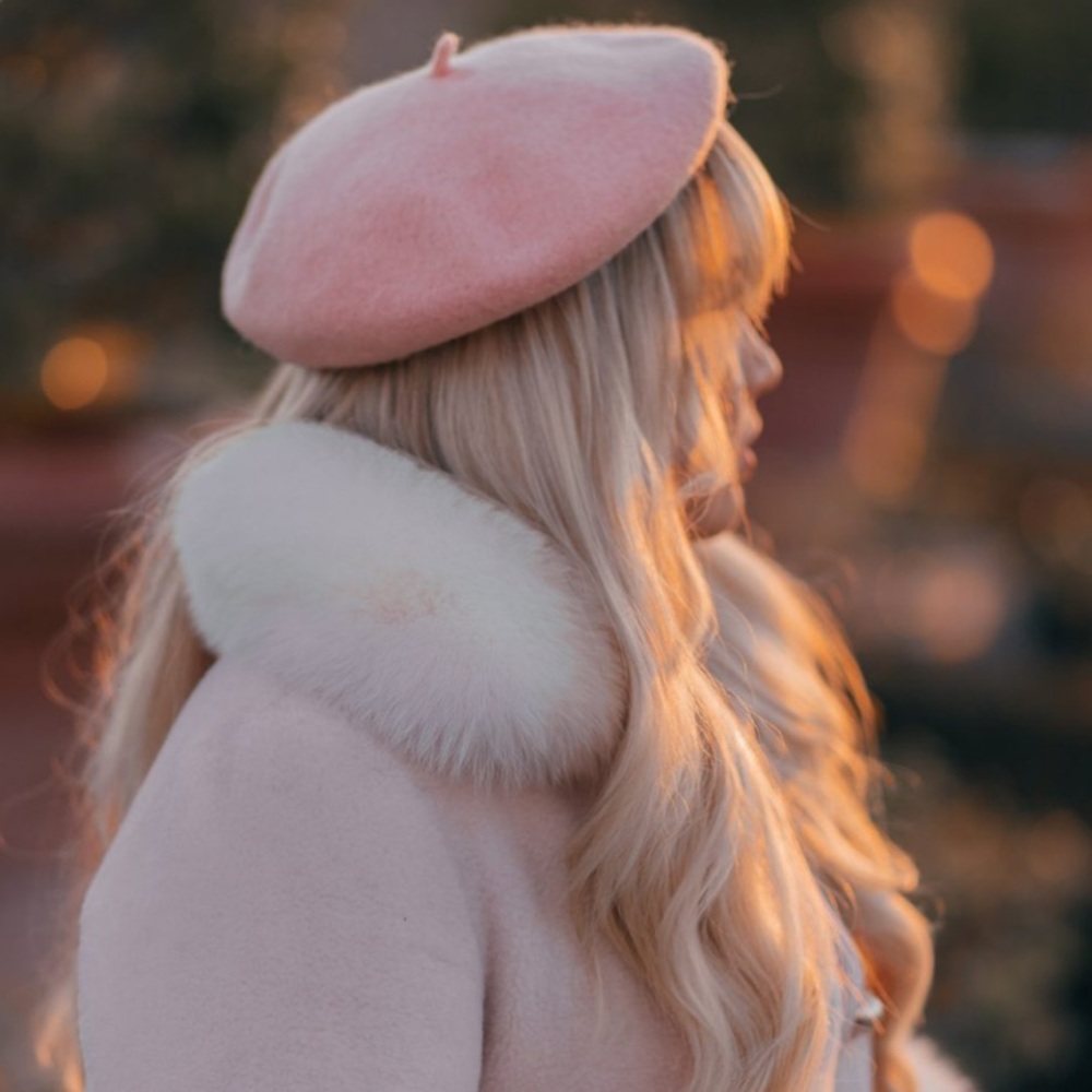 Zara pink wool beret